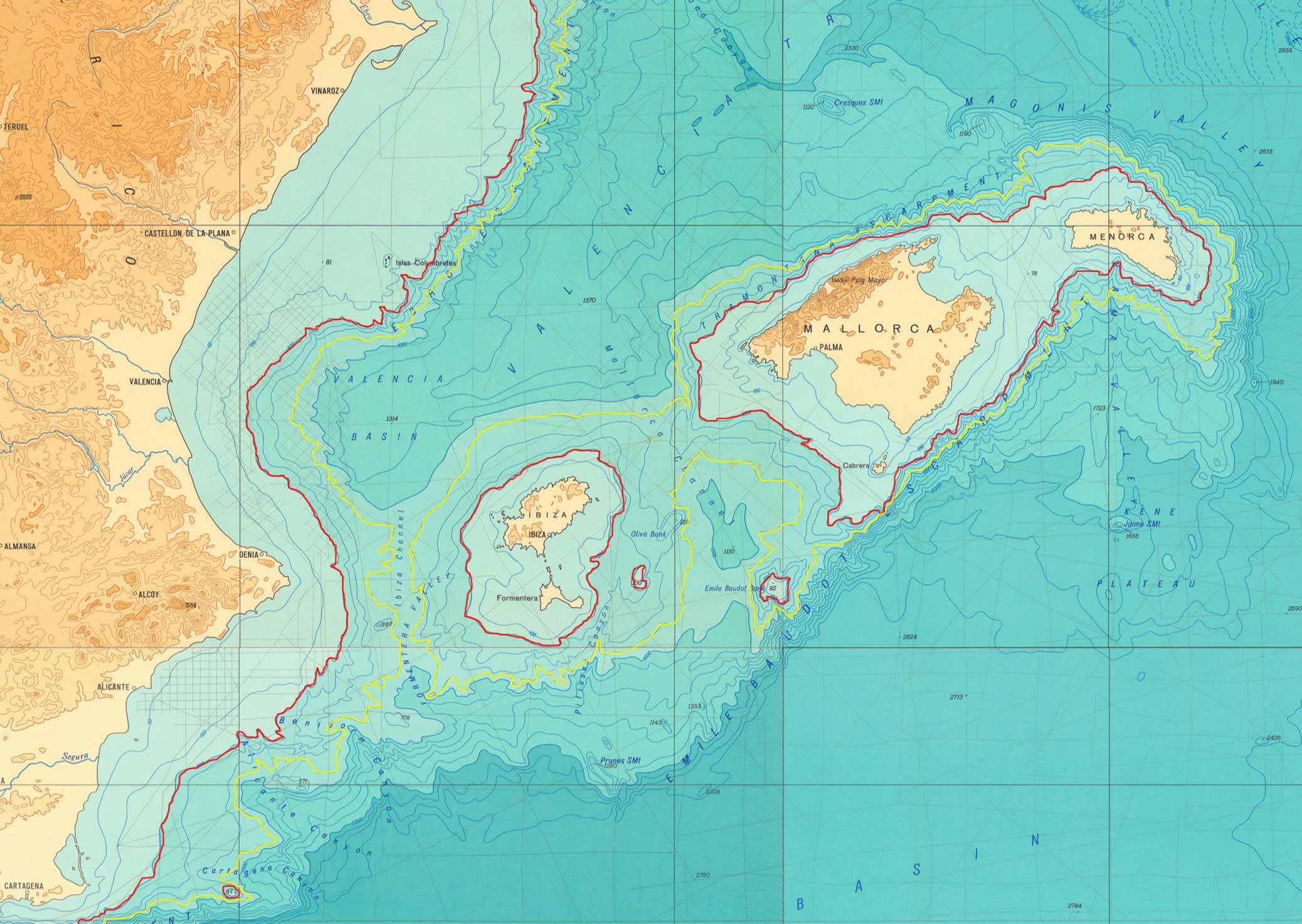 Batimetria mediterranea: 2. isole Baleari