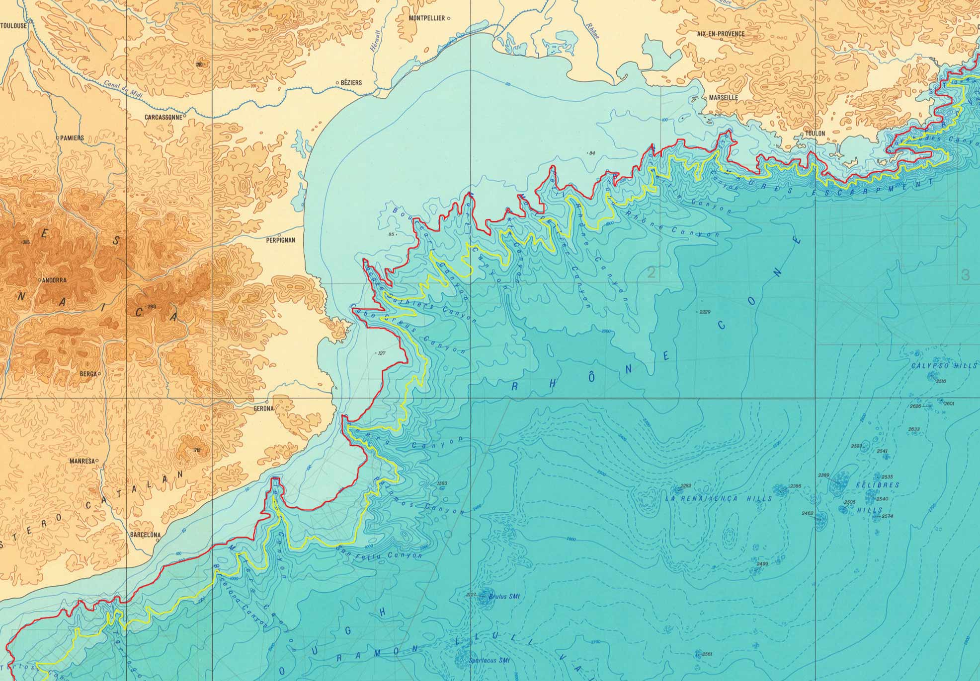 Batimetria mediterranea: 3. golfo del Leone