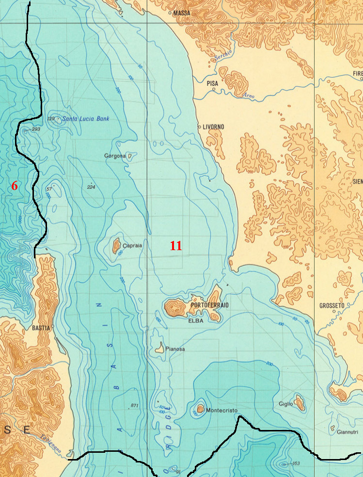 Batimetria mediterranea: 5. Tirreno settentrionale