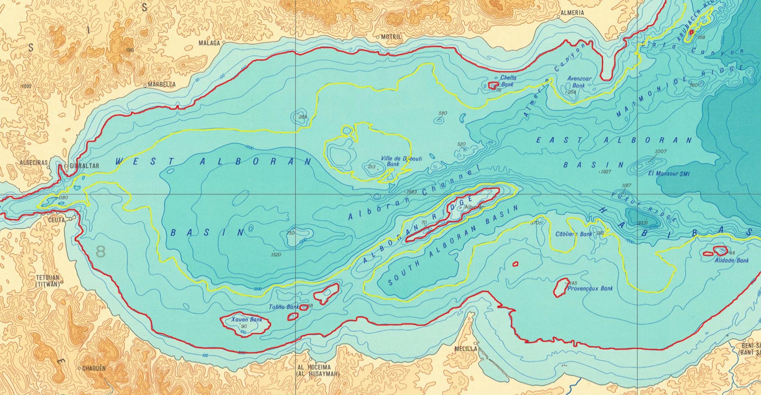 Batimetria mediterranea: 1. mare di Alboran